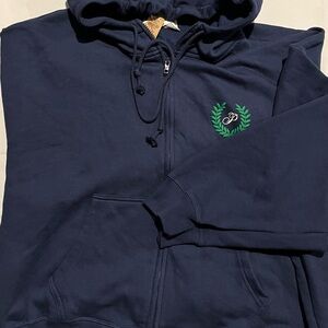 New Victoria’s Secret Pink Full Zip Hoodie Blue  (L) Drawstring Logo NWT